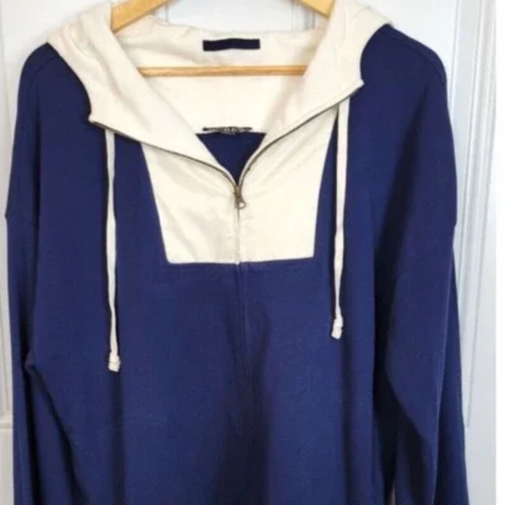 J. Crew Womens Full-Zip Terry Fleece Anorak Hoodie Sweater Size M